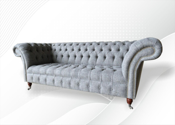 Fabric Sofa Couch Upholstery Suite 3 Seater Couches Sofas Chesterfield Gray Velvet