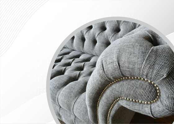 Fabric Sofa Couch Upholstery Suite 3 Seater Couches Sofas Chesterfield Gray Velvet