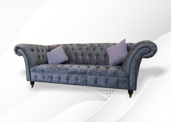 Chesterfield 3 Seater xxl Upholstery Seat Couch Sofa Suite Big Couches Gray new