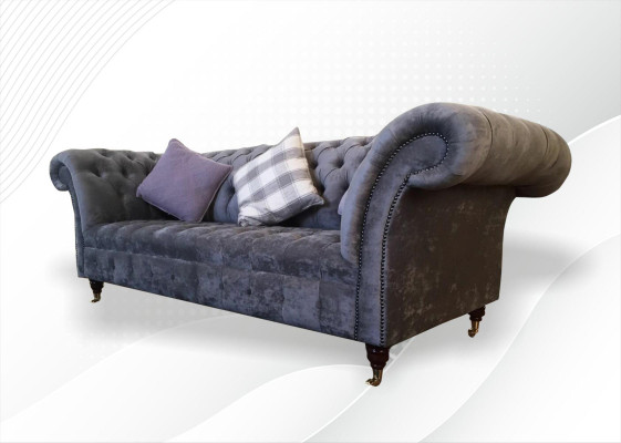 Chesterfield 3 Seater xxl Upholstery Seat Couch Sofa Suite Big Couches Gray new