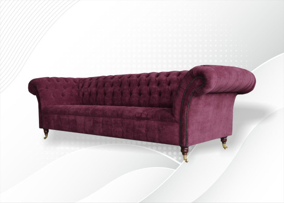 Sofa 3 Seater Chesterfield Sofas Couches Living room Design Textile Fabric Bordaux