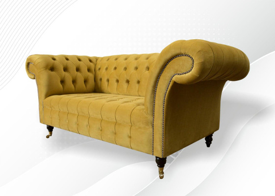 Sofa 2 Seater Design Sofas Upholstery Modern Seat Fabric Yellow Two-seater new Couch