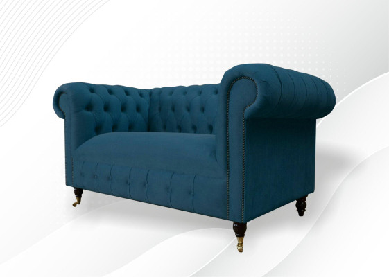 Sofa 2 Seater Seat Classic Chesterfield Blue Sofas Couches Upholstery