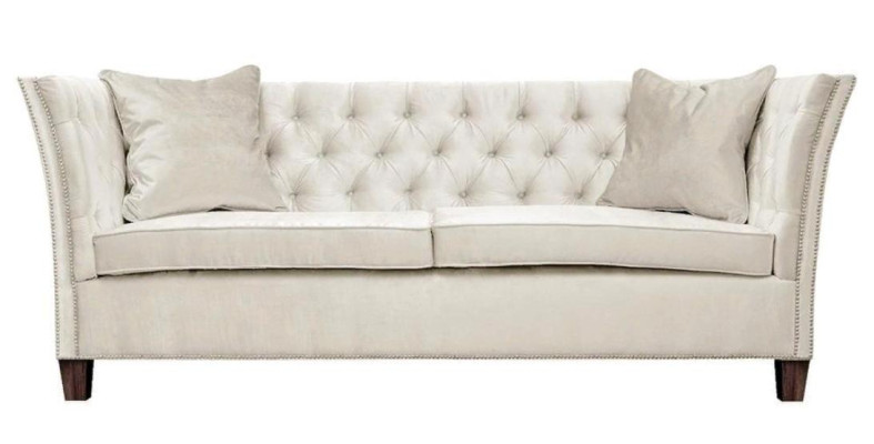Sofa Beige Chesterfield Three Seater Upholstery Furniture Hotel Practice Living room