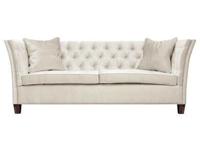 Sofa Beige Chesterfield Three Seater Upholstery Furniture Hotel Practice Living room