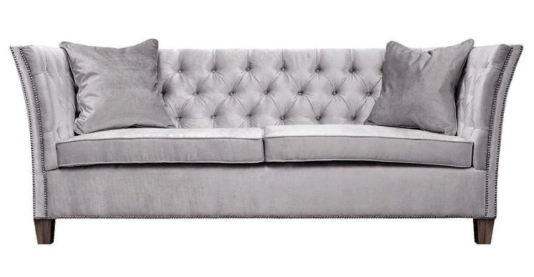 Sofa Beige Chesterfield Three Seater Upholstery Furniture Hotel Practice Living room