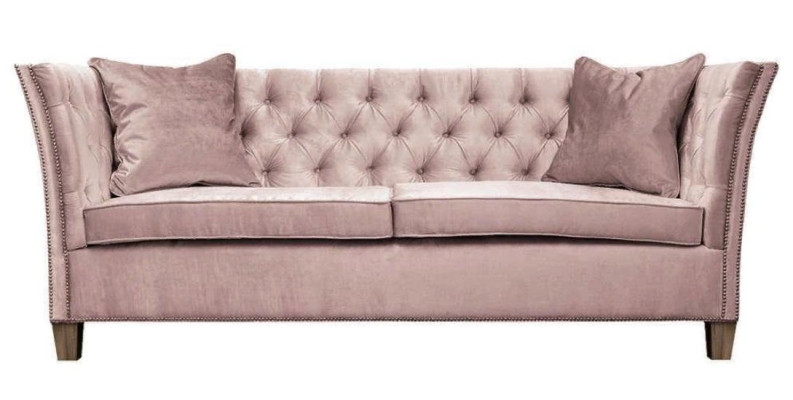 Sofa Beige Chesterfield Three Seater Upholstery Furniture Hotel Practice Living room