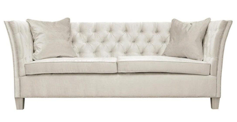 Sofa Beige Chesterfield Three Seater Upholstery Furniture Hotel Practice Living room