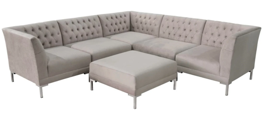 Corner sofa Chesterfield Stool 2-piece. Set Textile Fabric Couches Sofas Corner suite new
