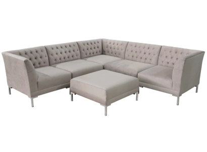 Corner sofa Chesterfield Stool 2-piece. Set Textile Fabric Couches Sofas Corner suite new