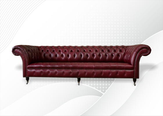 Red Big Sofa Couch Chesterfield 265cm XXL Upholstery Sofas 4er Leather Textile new