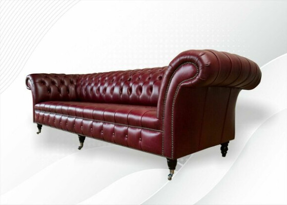 Red Big Sofa Couch Chesterfield 265cm XXL Upholstery Sofas 4er Leather Textile new