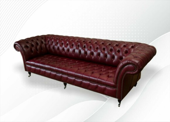 Red Big Sofa Couch Chesterfield 265cm XXL Upholstery Sofas 4er Leather Textile new