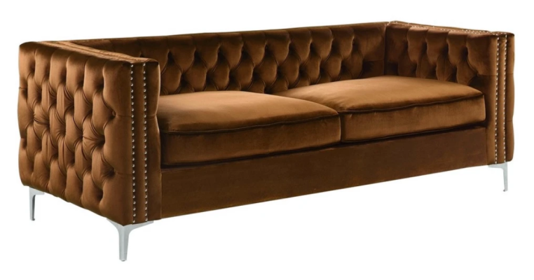 orange chesterfield couch luxury velvet fabric couchen sofa set buttons upholstery new