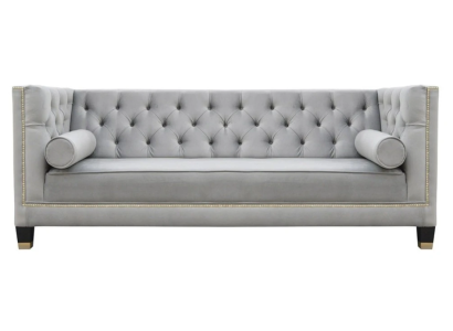 Luxury Gray Chesterfield Velvet Three Seater Upholstery Furniture Hotel Living room Practice