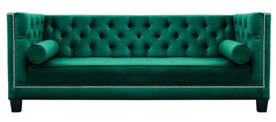 Luxury Green Chesterfield Velvet Three Seater Upholstery Furniture Hotel Living room Practice