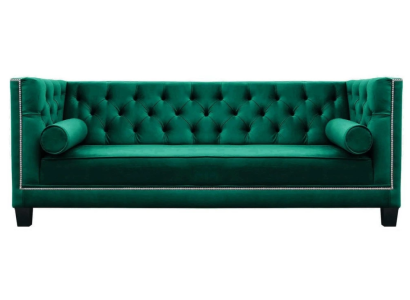 Luxury Green Chesterfield Velvet Three Seater Upholstery Furniture Hotel Living room Practice