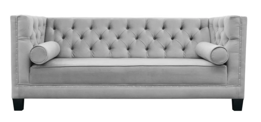 Luxury Gray Chesterfield Velvet Three Seater Upholstery Furniture Hotel Living room Practice