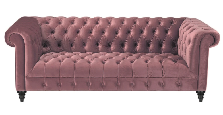 Fuchsia Velvet Couch Luxury Upholstery Chesterfield Furniture Sofa with Buttons Three Seater