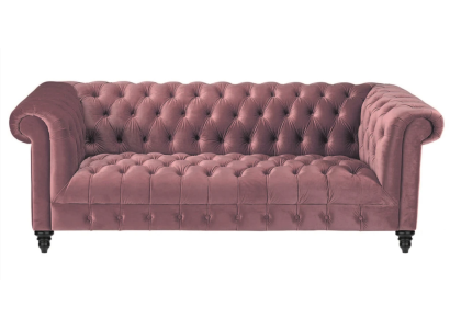 Fuchsia Velvet Couch Luxury Upholstery Chesterfield Furniture Sofa with Buttons Three Seater