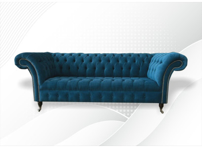 Designer Couch Seat Upholstery 3 Seater Blue Fabric Suite Sofa Furniture Turkis new