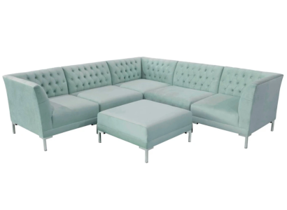 Turkis Blue e Corner sofa Living room Style Furniture Chesterfield Country House Suite 2pcs.