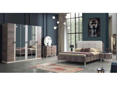 Complete's Bedroom Bed Stool Dressing table Wardrobe Bedside table 5 pieces.