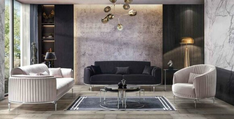 Luxury Three Seater Modern Couch Upholstery Furniture Black Couches Sofas