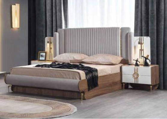 Modern Bed Luxurious Design Upholstered furniture Bed frame from genuine