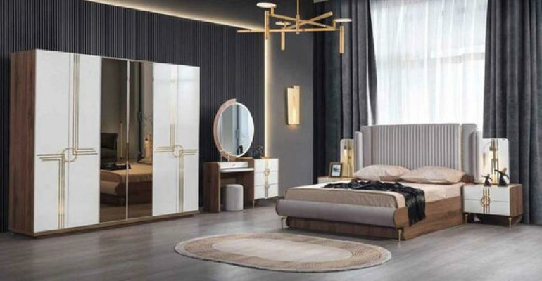Modern Bed Luxurious Design Upholstered furniture Bed frame from genuine
