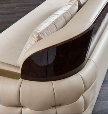 Corner sofa Leather Beige Luxury Living landscape Couch Corner suite Sofas Furniture Design