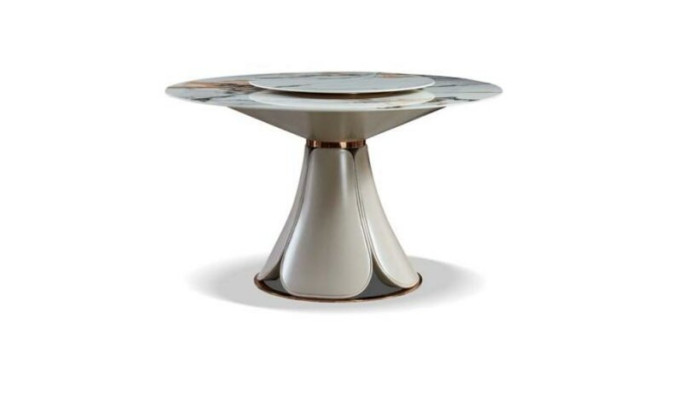 Dining table 6x Chairs Dining room Leather Table Chair Round Modern Design Furniture