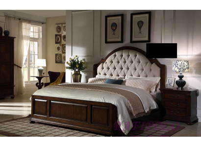 Bed Upholstered bed Luxury Double Bedroom Wood Leather Beds Chesterfield Furniture