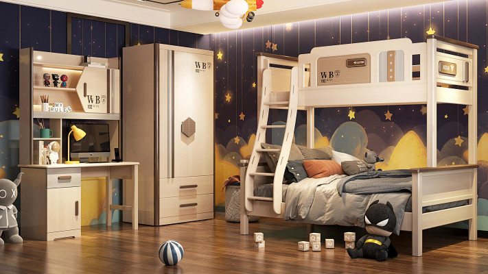 Bedroom Youth Children Room Set Modern Wardrobe Chest of drawers Table new 2-piece.