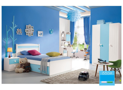 Children Complete Set Youth Room Bed Chest of drawers Wardrobe Table Office 4 pcs. Furniture