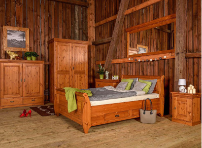 Farmers Bedroom Bed Wood 180x200 Beds Brown Double bed Furniture Upholstery new