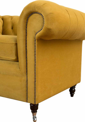 Armchair Design Relax Textile Lounge Luxury Yellow Upholstery Seater Chesterfield