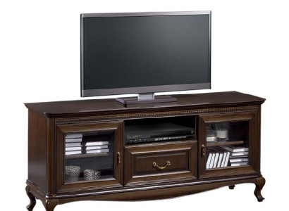 An elegant multimedia stand for televisions and media devices in a modern, minimalist aesthetic