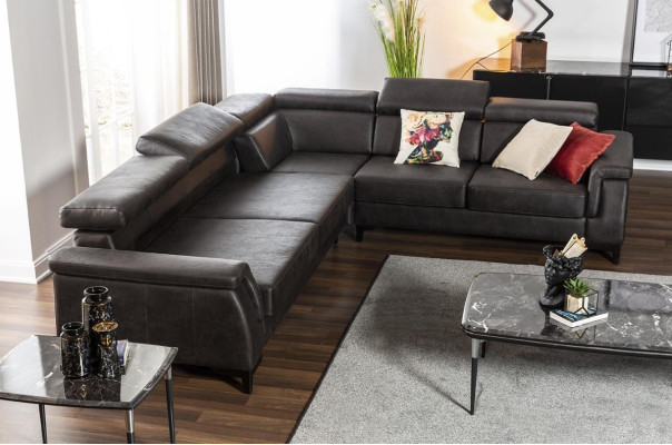 Sofa set Corner sofa L-shape Couch Armchair Furniture Bed function Black new