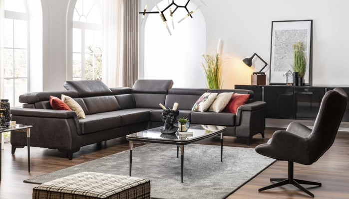 Sofa set Corner sofa L-shape Couch Armchair Furniture Bed function Black new