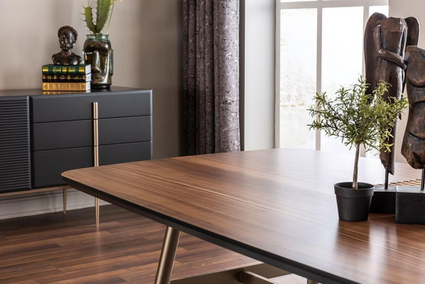 Designer Brown Dining table Table + 4x armchair Furniture 5 pieces. set