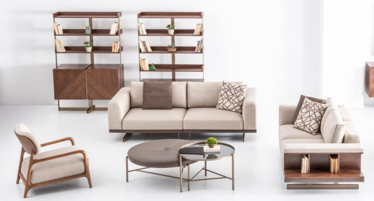 Modern Sofa set Luxury Furniture Upholstery Textile Couch Gray Modern Sofa