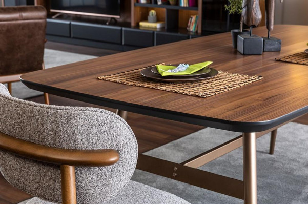 Designer Brown Dining table Table + 4x armchair Furniture 5 pieces. set