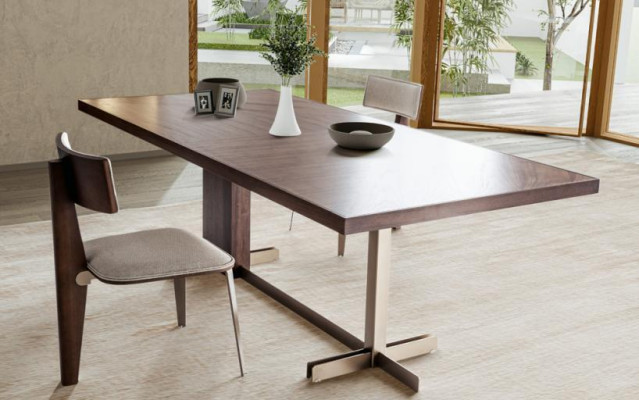 Brown Dining table Designer Tables Table + 4x armchair Furniture 5 pieces. set