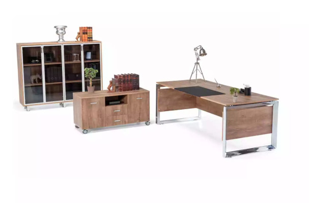 Office furniture set brown Desk Chest of drawers Filing cabinet 3 pieces. Set Furniture