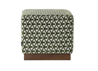 Stool Puff Footstool Green-White Upholstered Stool Fabric Seat