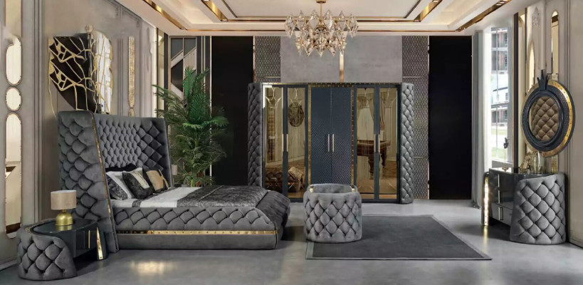Wardrobe Wardrobe Chesterfield Designer Cabinets Upholstered 315cm
