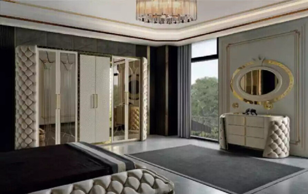 Bedroom Set Chesterfield Furniture Design Bed Wardrobe Mirror 7pcs.