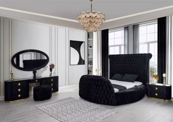 Modern Chesterfield bed in a luxurious black color