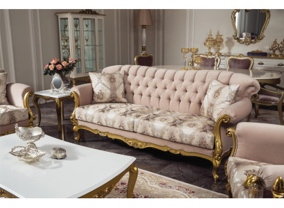 Luxury Three Seater Sofa 3 Seat Seater Fabric Couch Furniture Style Textile Italy